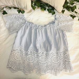 Cute off the shoulder lace detailed top